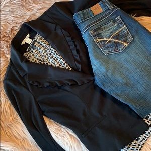 EUC White House Black Market Ruffle Jacket